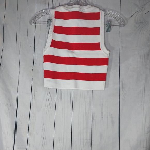 Zara Red and White Sleeveless Striped Top - Picture 5 of 7